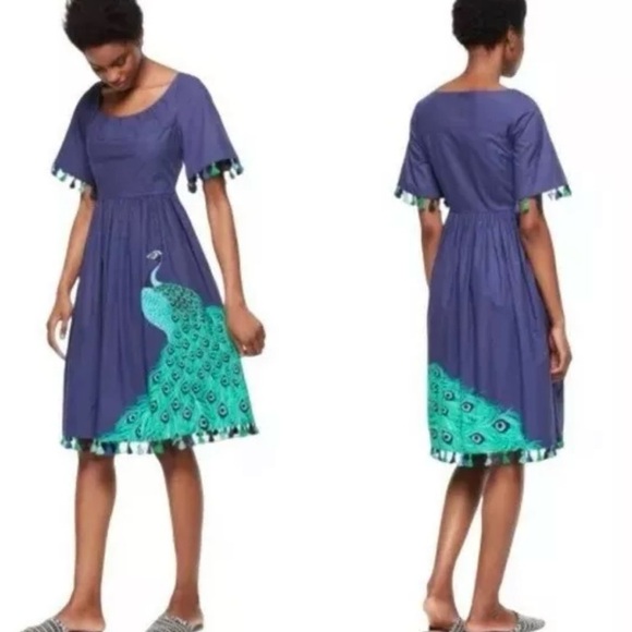 kate spade Other - Kate Spade Blue Dress with Peacock Design